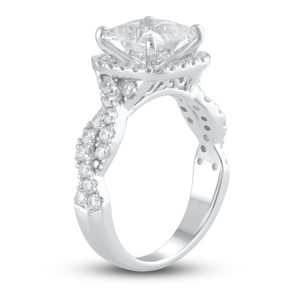 Lab-Created Diamond Engagement Ring 2-7/8 ct tw Princess/Round 14K White Gold bBON52OA Lab-Created Diamond Engagement Ring 2-7/8 ct tw Princess/Round 14K White Gold bBON52OA
