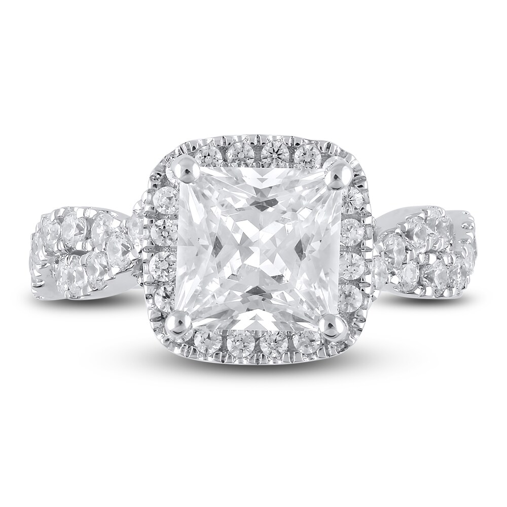 Lab-Created Diamond Engagement Ring 2-7/8 ct tw Princess/Round 14K White Gold bBON52OA Lab-Created Diamond Engagement Ring 2-7/8 ct tw Princess/Round 14K White Gold bBON52OA