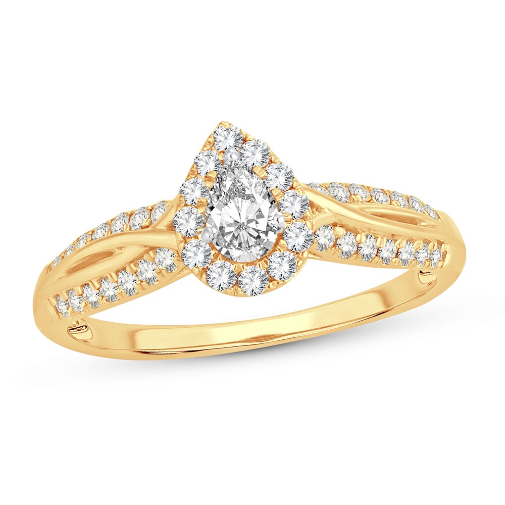 Diamond Ring 1/2 ct tw Pear-shaped 14K Yellow Gold bBRCs7Q0 Diamond Ring 1/2 ct tw Pear-shaped 14K Yellow Gold bBRCs7Q0