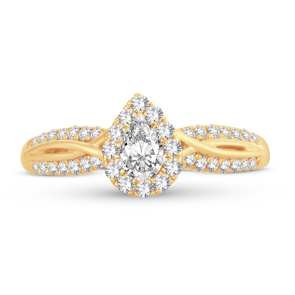 Diamond Ring 1/2 ct tw Pear-shaped 14K Yellow Gold bBRCs7Q0 Diamond Ring 1/2 ct tw Pear-shaped 14K Yellow Gold bBRCs7Q0