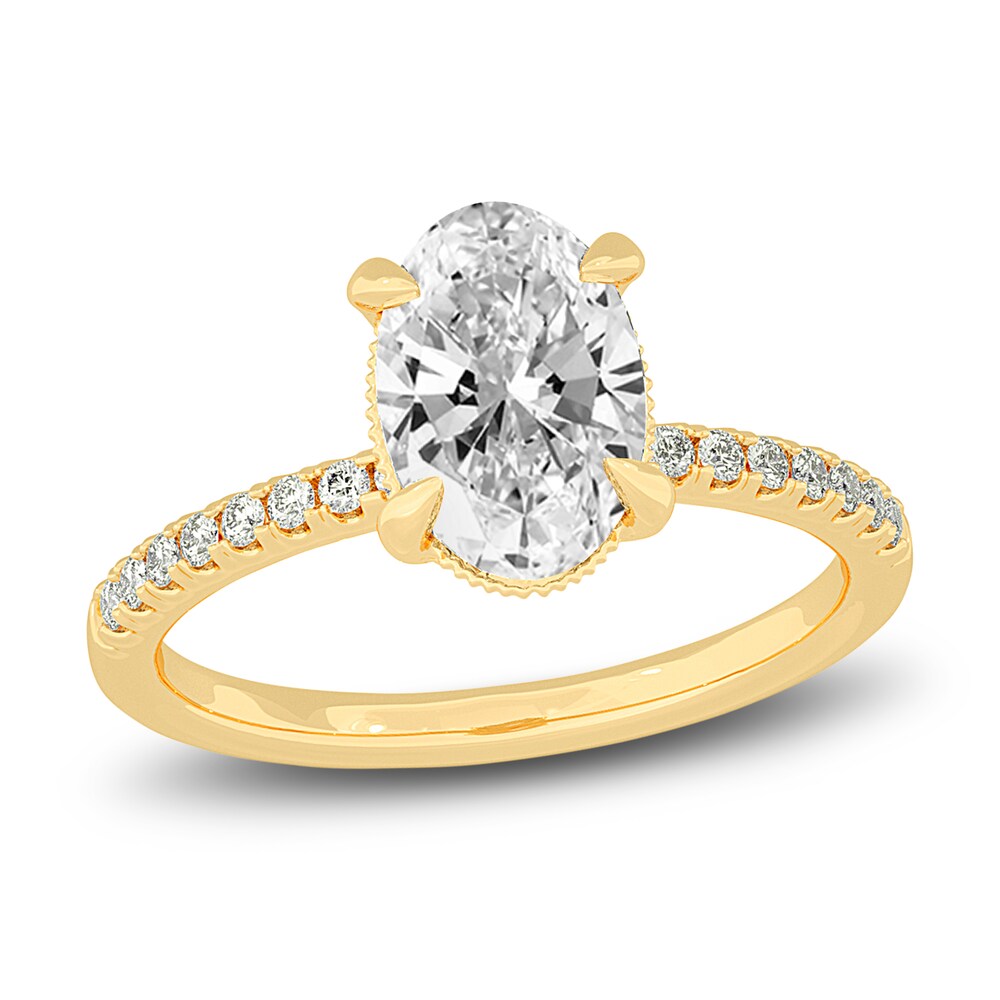Lab-Created Diamond Engagement Ring 2-1/4 ct tw Oval/Round 14K Yellow Gold bCfHGXvq Lab-Created Diamond Engagement Ring 2-1/4 ct tw Oval/Round 14K Yellow Gold bCfHGXvq