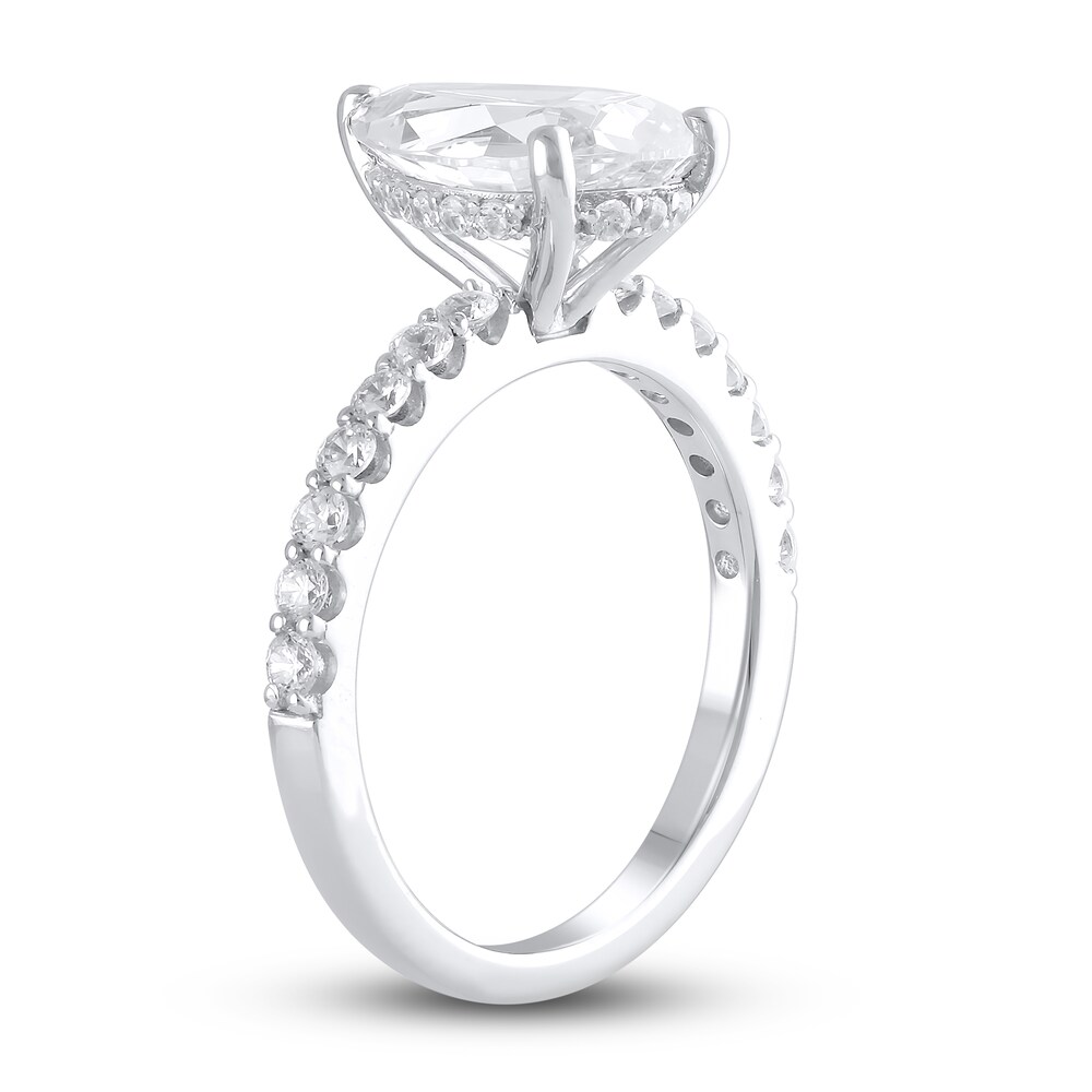 Lab-Created Diamond Engagement Ring 3-1/2 ct tw Pear/Round 14K White Gold bdXBSjSG Lab-Created Diamond Engagement Ring 3-1/2 ct tw Pear/Round 14K White Gold bdXBSjSG