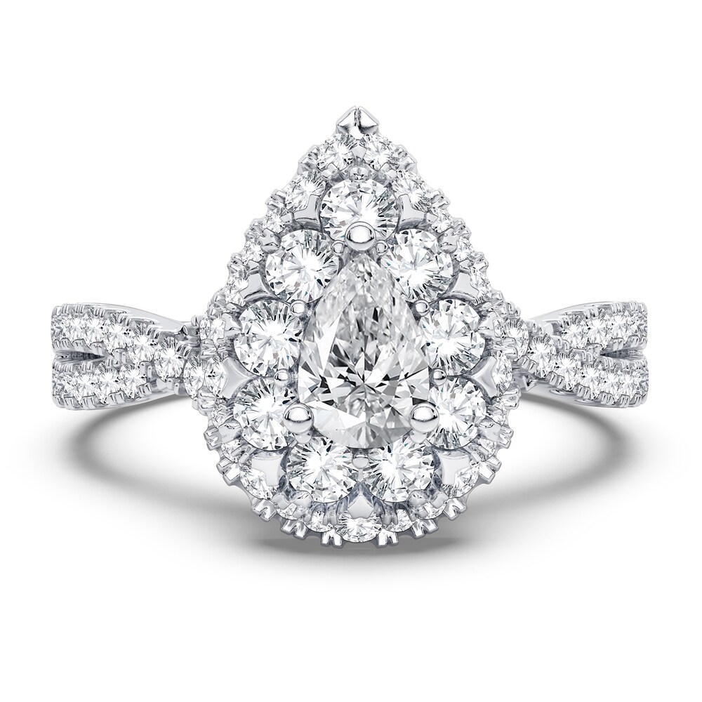Diamond Double Halo Engagement Ring 1 ct tw Pear/Round 14K White Gold bgOsrE0L Diamond Double Halo Engagement Ring 1 ct tw Pear/Round 14K White Gold bgOsrE0L