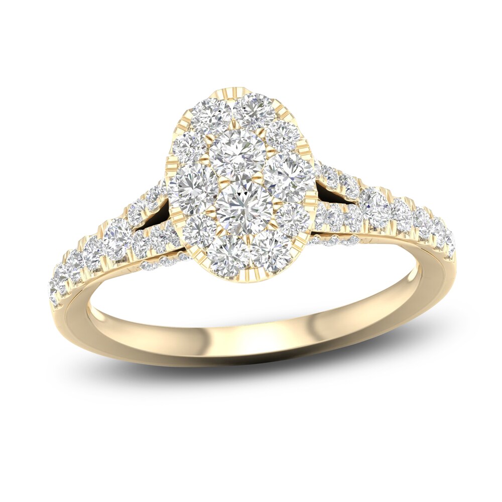 Diamond Oval Engagement Ring 1 ct tw Round 14K Yellow Gold bgnPB0qI Diamond Oval Engagement Ring 1 ct tw Round 14K Yellow Gold bgnPB0qI