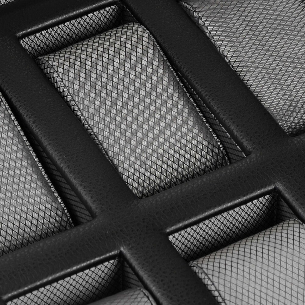 WOLF Windsor 15 Piece Watch Box Black Vegan Leather biZEm75W