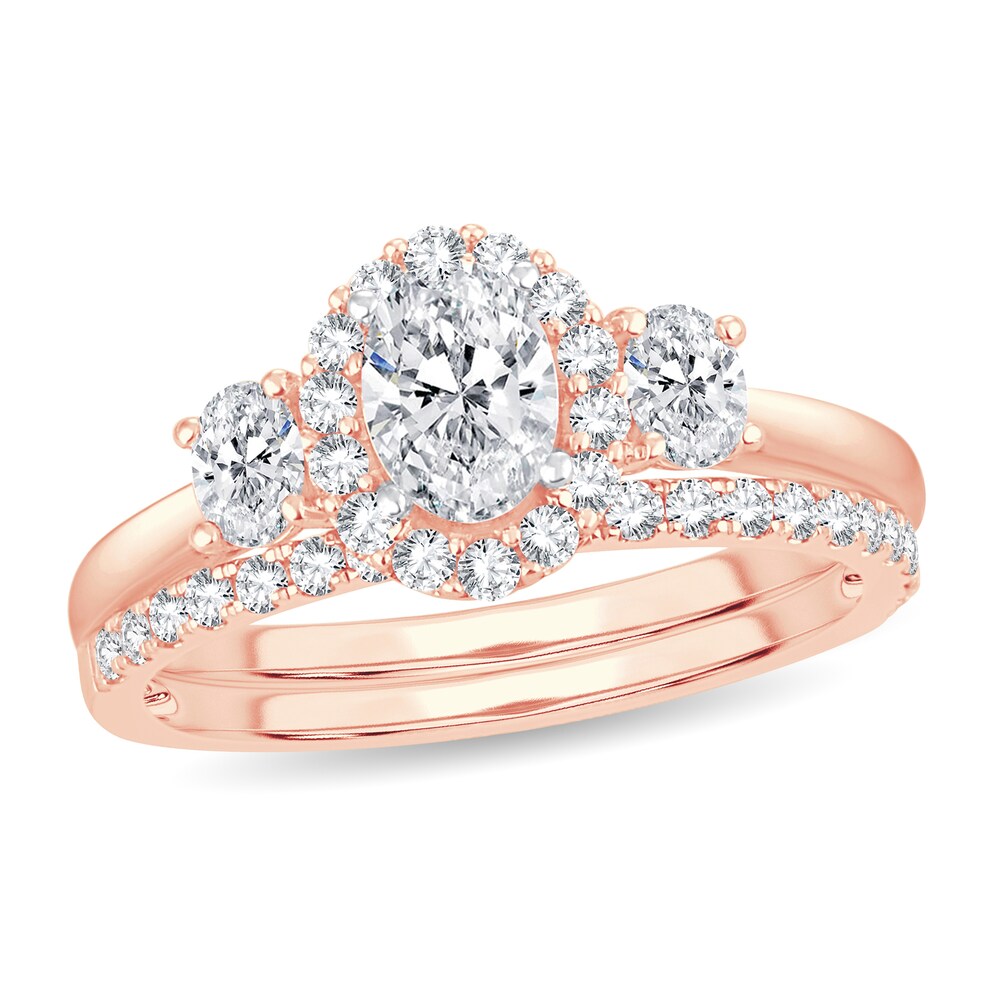 Diamond Bridal Set 1-1/5 ct tw Oval/Round-cut 14K Rose Gold cPHR7ELA Diamond Bridal Set 1-1/5 ct tw Oval/Round-cut 14K Rose Gold cPHR7ELA