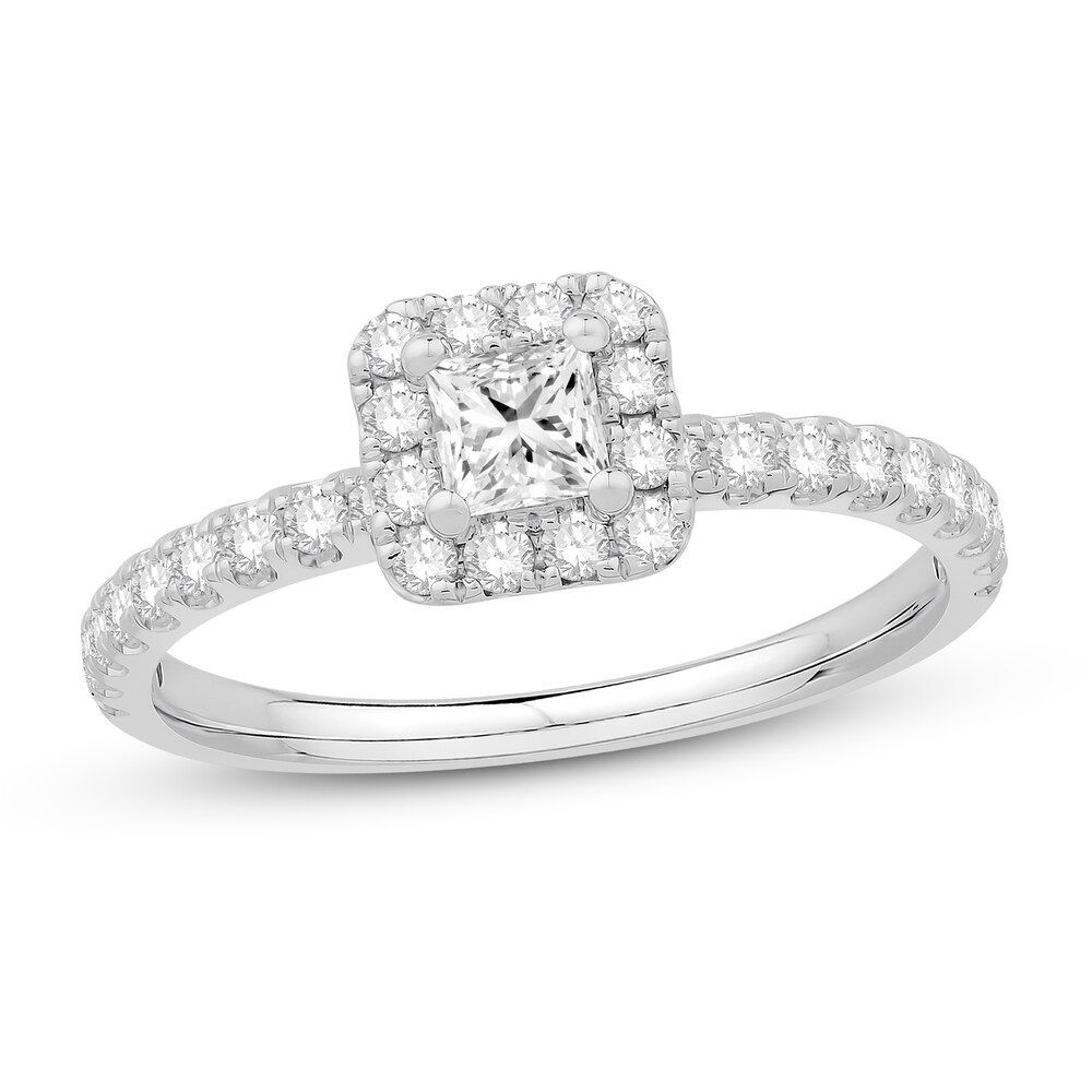 Diamond Engagement Ring 5/8 ct tw Princess/Round 14K White Gold cRWfoSBp Diamond Engagement Ring 5/8 ct tw Princess/Round 14K White Gold cRWfoSBp