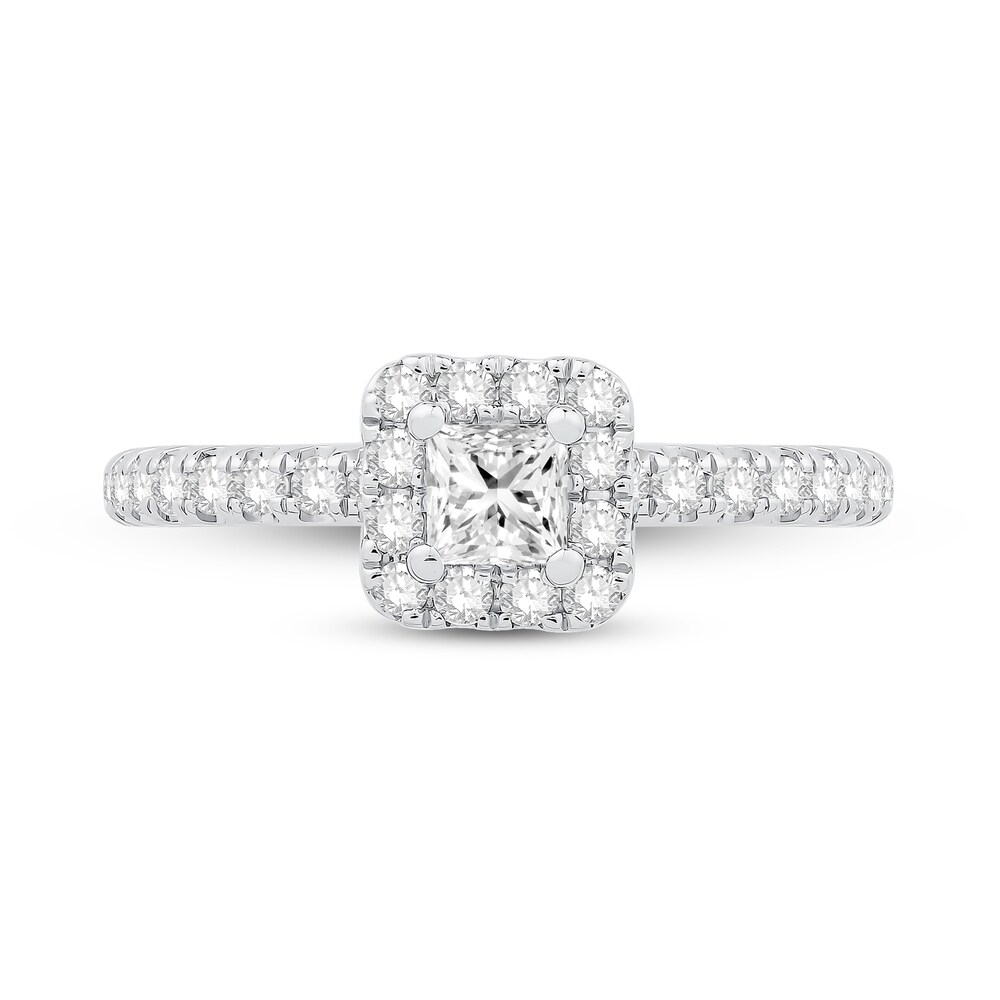 Diamond Engagement Ring 5/8 ct tw Princess/Round 14K White Gold cRWfoSBp Diamond Engagement Ring 5/8 ct tw Princess/Round 14K White Gold cRWfoSBp