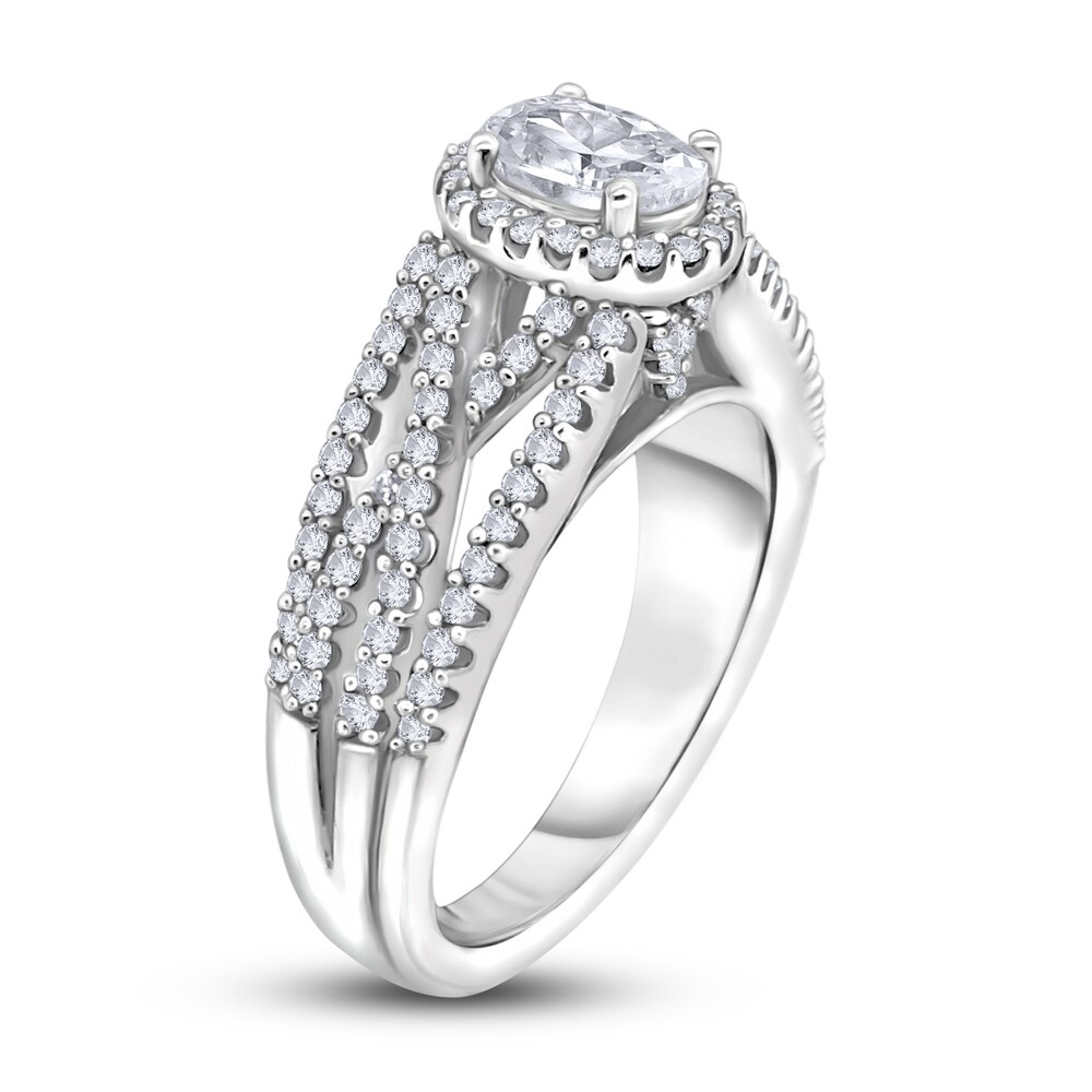 Diamond Engagement Ring 1-1/2 ct tw Oval/Round 14K White Gold cbc366Bq Diamond Engagement Ring 1-1/2 ct tw Oval/Round 14K White Gold cbc366Bq