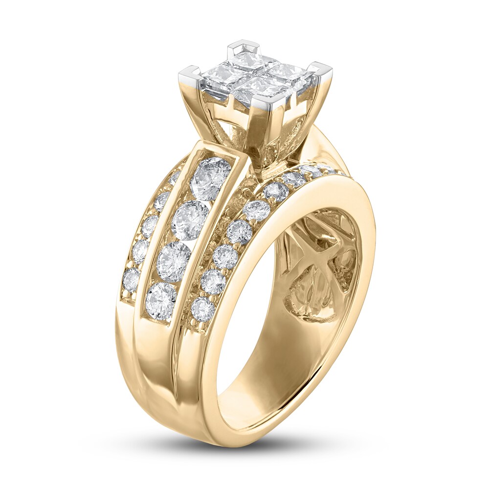 Diamond Engagement Ring 2-5/8 ct tw Princess/Round 14K Yellow Gold ckqiQngx Diamond Engagement Ring 2-5/8 ct tw Princess/Round 14K Yellow Gold ckqiQngx