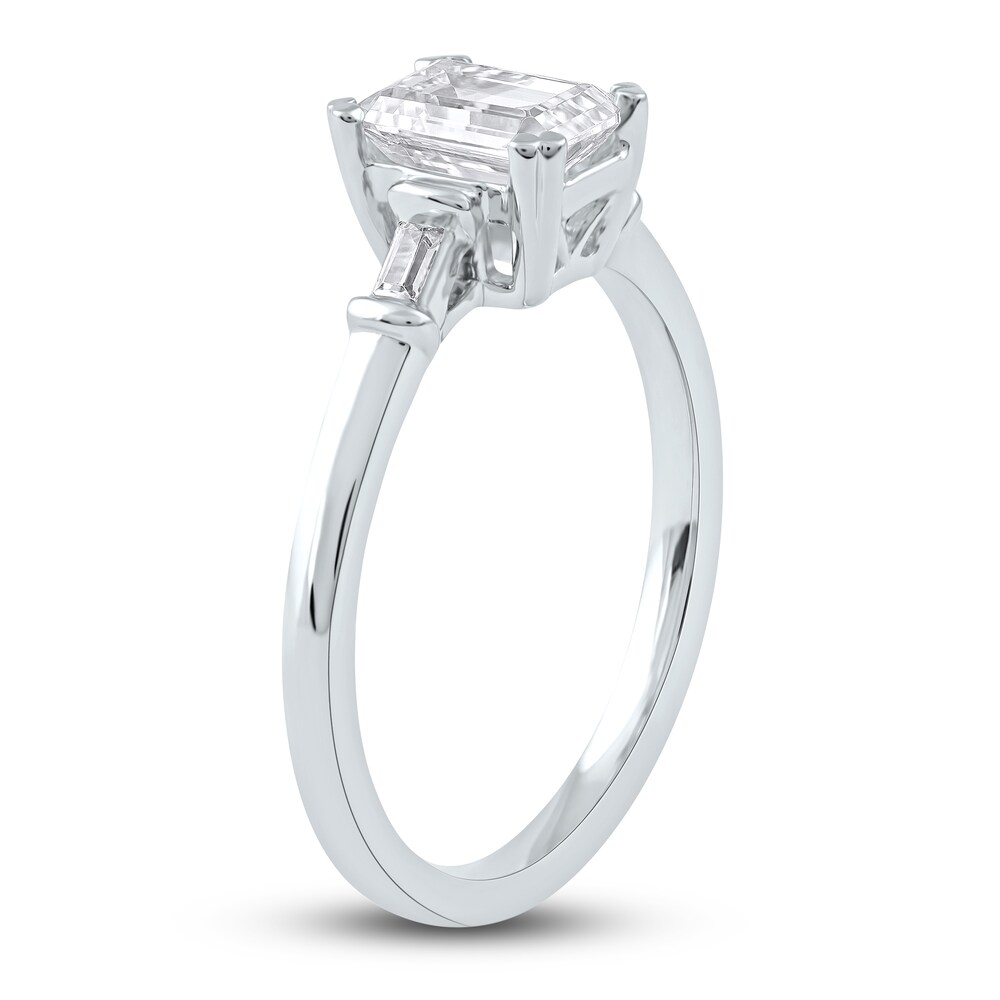 Diamond Engagement Ring 1 ct tw Emerald/Baguette Platinum clRtOBJX Diamond Engagement Ring 1 ct tw Emerald/Baguette Platinum clRtOBJX