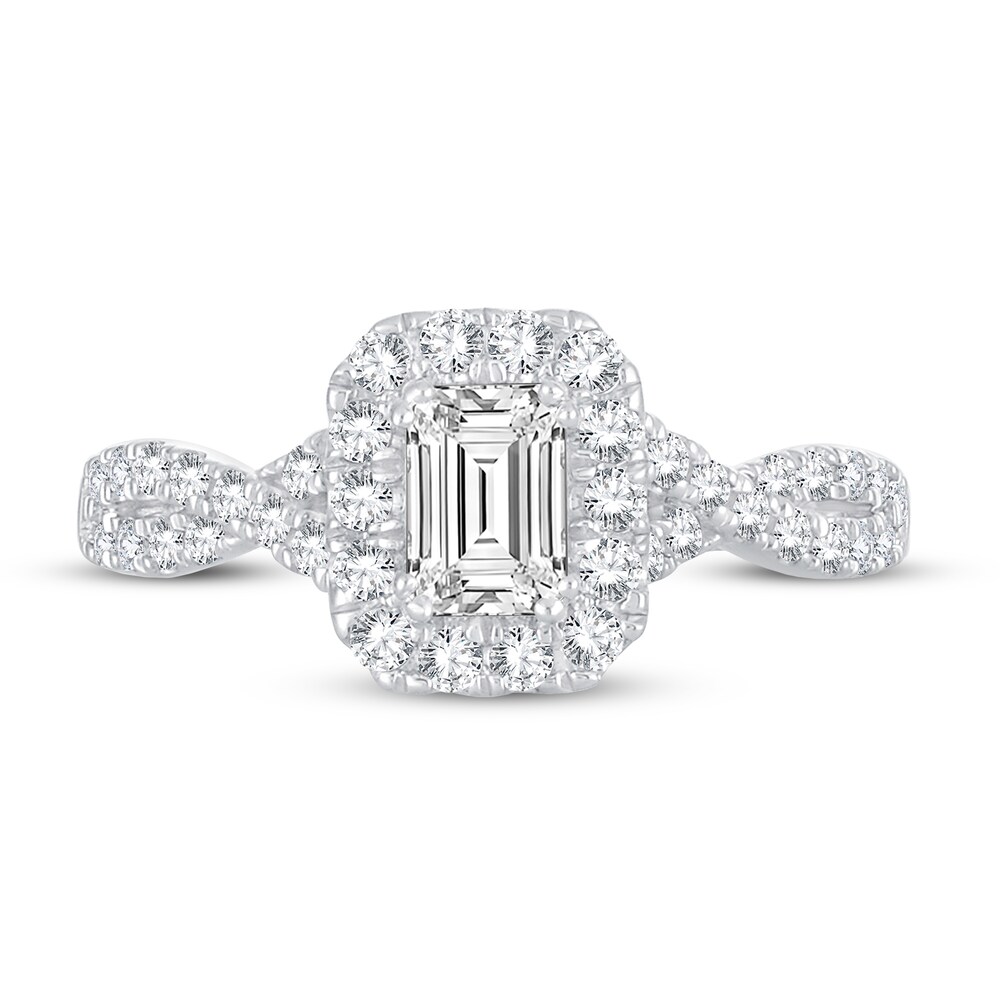 Diamond Engagement Ring 1 ct tw Round/Emerald 14K White Gold cxqMdKTu Diamond Engagement Ring 1 ct tw Round/Emerald 14K White Gold cxqMdKTu