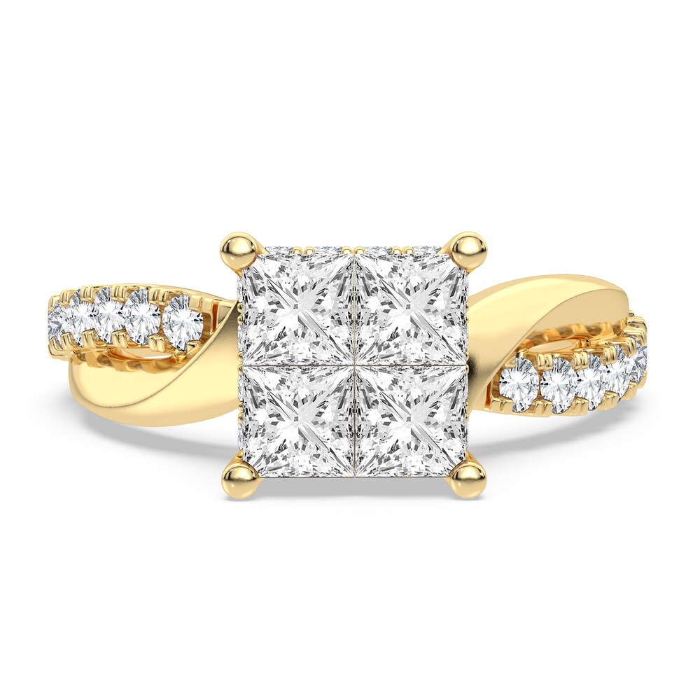 Diamond Engagement Ring 1-1/4 ct tw Princess/Round 14K Yellow Gold dH0otceZ Diamond Engagement Ring 1-1/4 ct tw Princess/Round 14K Yellow Gold dH0otceZ