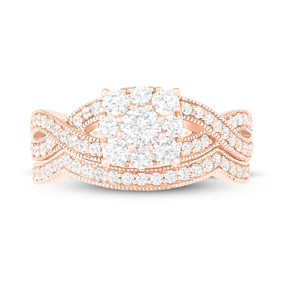 Diamond Bridal Set 1 ct tw Round 14K Rose Gold dZFp2cG8 Diamond Bridal Set 1 ct tw Round 14K Rose Gold dZFp2cG8