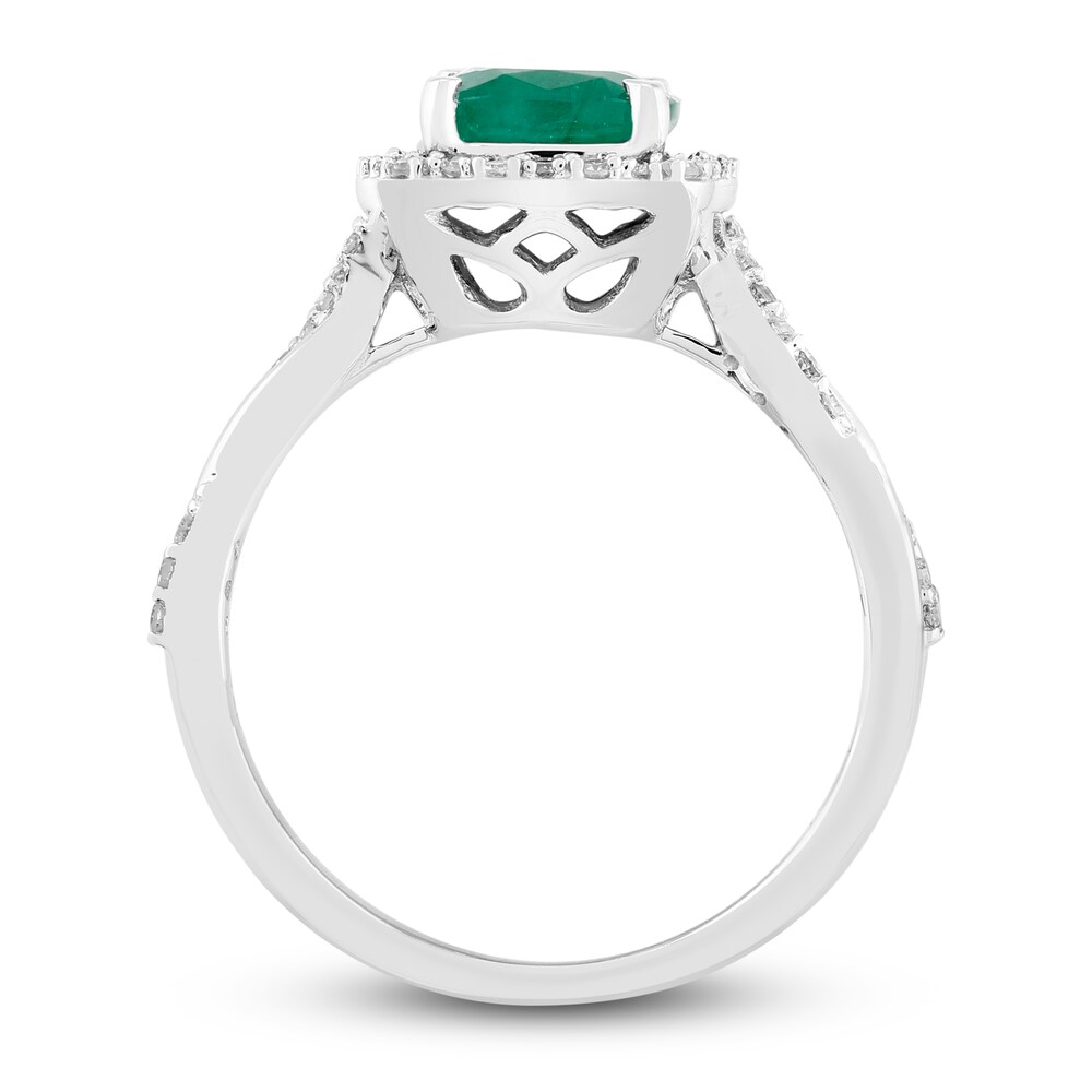 Natural Emerald Engagement Ring 1/5 ct tw Diamonds 14K White Gold dgSqPOju