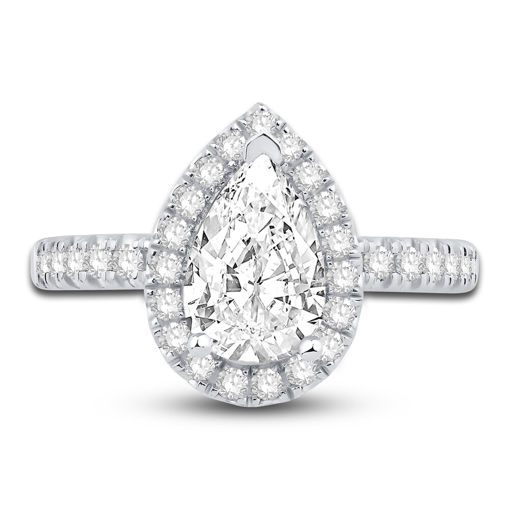 Engagement Ring 1/2 ct tw Pear/Round 14K White Gold doPra3ys
