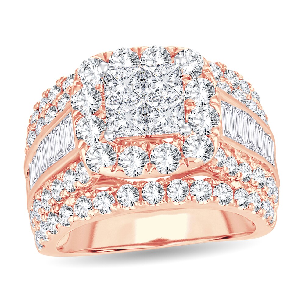 Diamond Ring 4 ct tw Round/Princess/Baguette 14K Rose Gold e1mumFu1 Diamond Ring 4 ct tw Round/Princess/Baguette 14K Rose Gold e1mumFu1