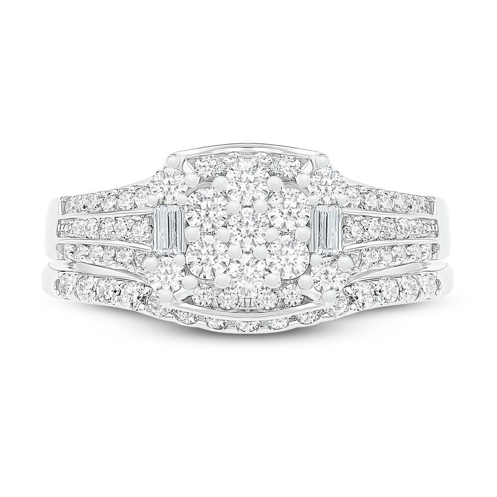 Diamond Bridal Set 7/8 ct tw Baguette/Round 14K White Gold eHkcKZu5