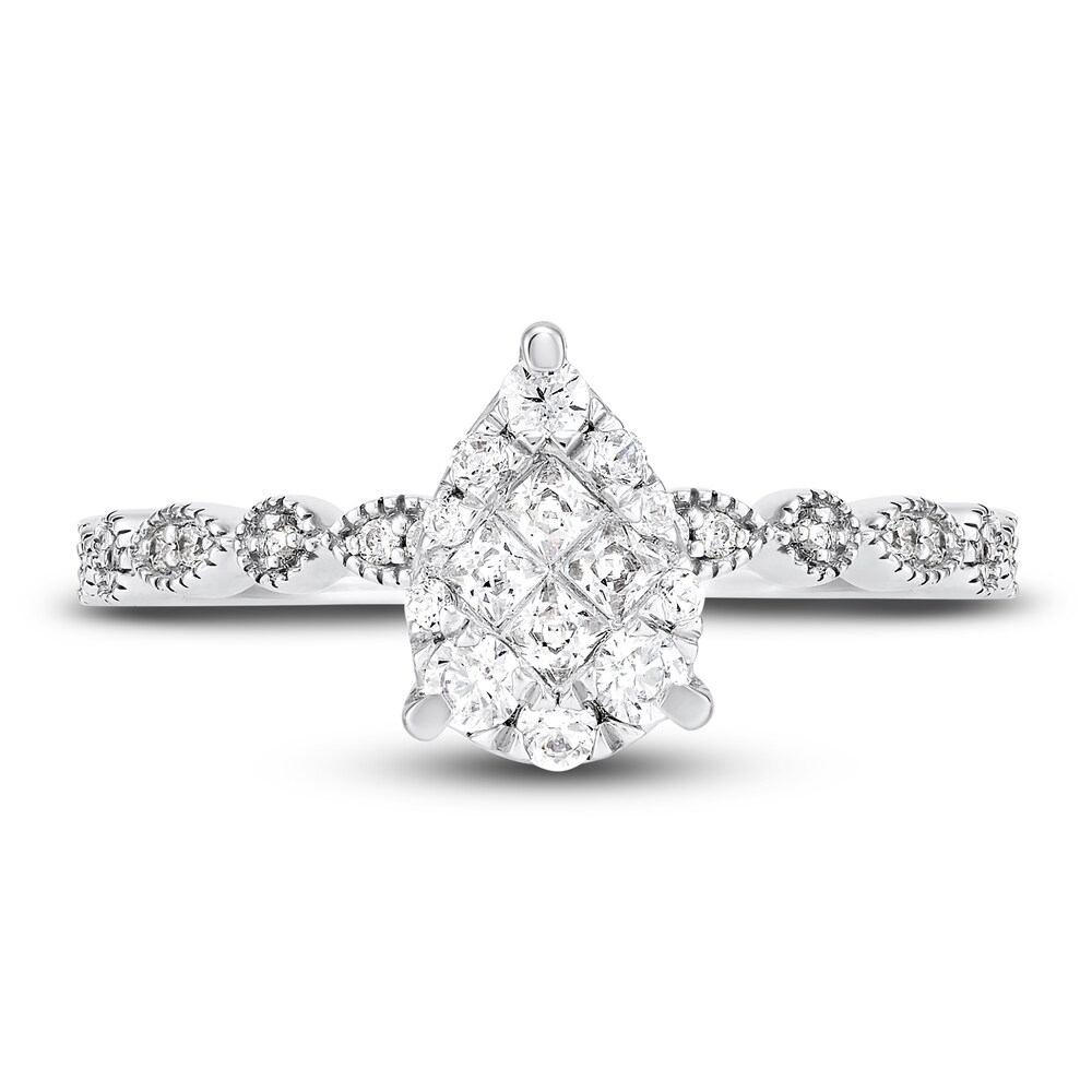 Diamond Engagement Ring 1/2 ct tw Round/Princess 14K White Gold eJshPD3v Diamond Engagement Ring 1/2 ct tw Round/Princess 14K White Gold eJshPD3v