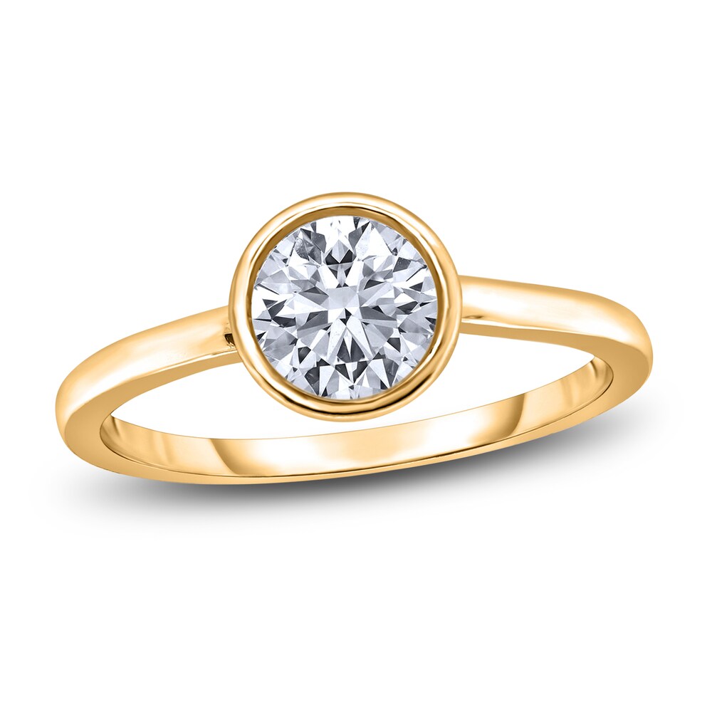 Diamond Solitaire Engagement Ring 1-1/2 ct tw Bezel-Set Round 14K Yellow Gold (I2/I) eOL46N5R Diamond Solitaire Engagement Ring 1-1/2 ct tw Bezel-Set Round 14K Yellow Gold (I2/I) eOL46N5R