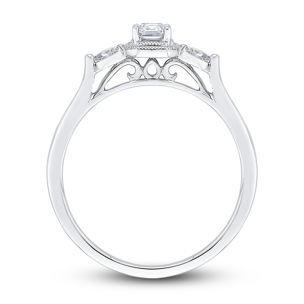 Diamond Engagement Ring 1/2 ct tw Emerald/Pear-shaped 14K White Gold egxWE23T Diamond Engagement Ring 1/2 ct tw Emerald/Pear-shaped 14K White Gold egxWE23T