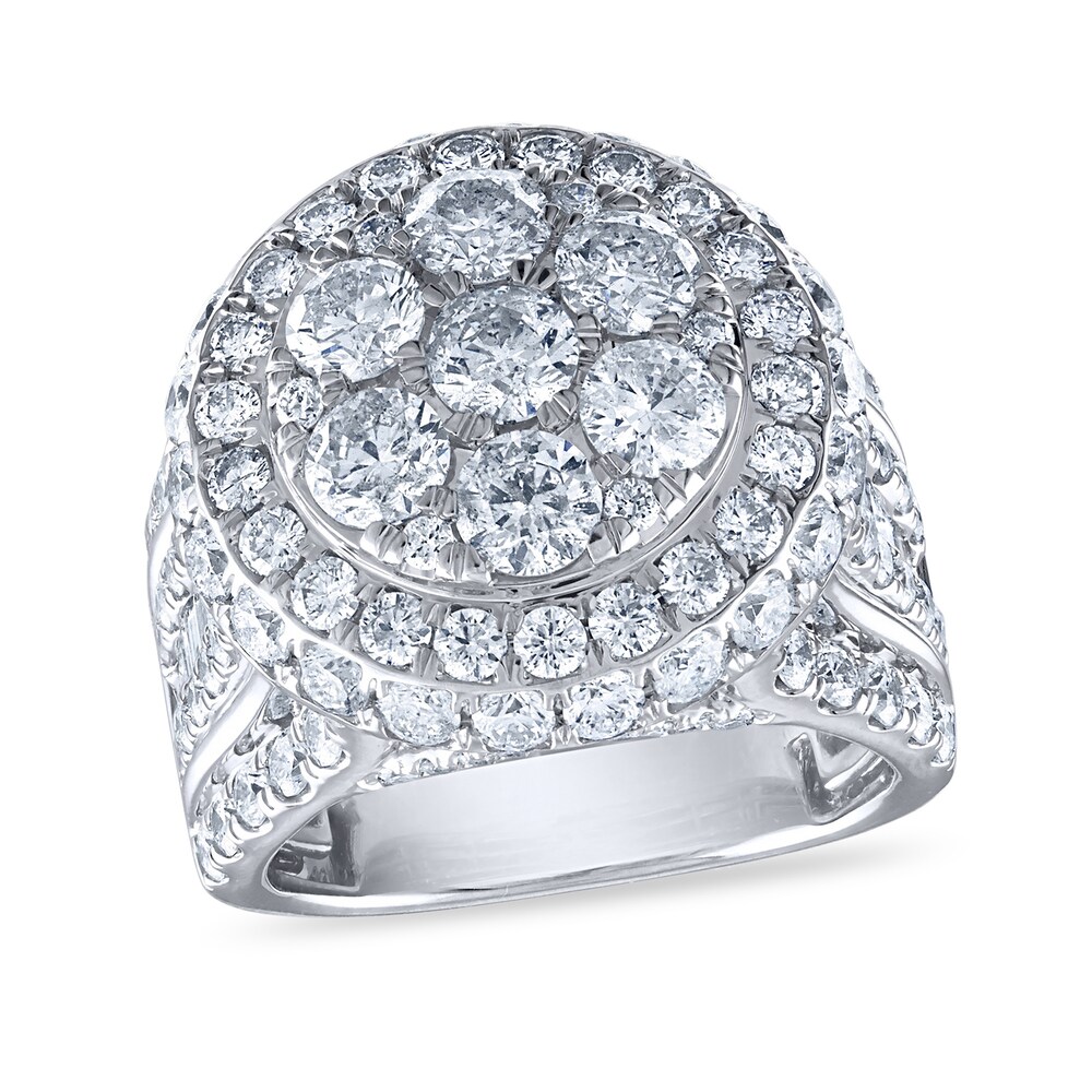 Diamond Engagement Ring 5 ct tw Round/Baguette 14K White Gold ejSMhCqz