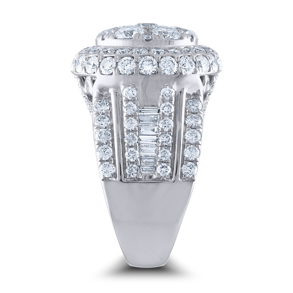 Diamond Engagement Ring 5 ct tw Round/Baguette 14K White Gold ejSMhCqz