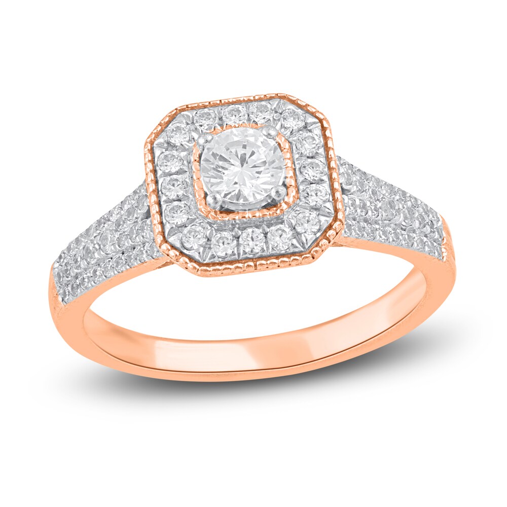 Diamond Engagement Ring 3/4 ct tw Round 14K Rose Gold ek088wof Diamond Engagement Ring 3/4 ct tw Round 14K Rose Gold ek088wof