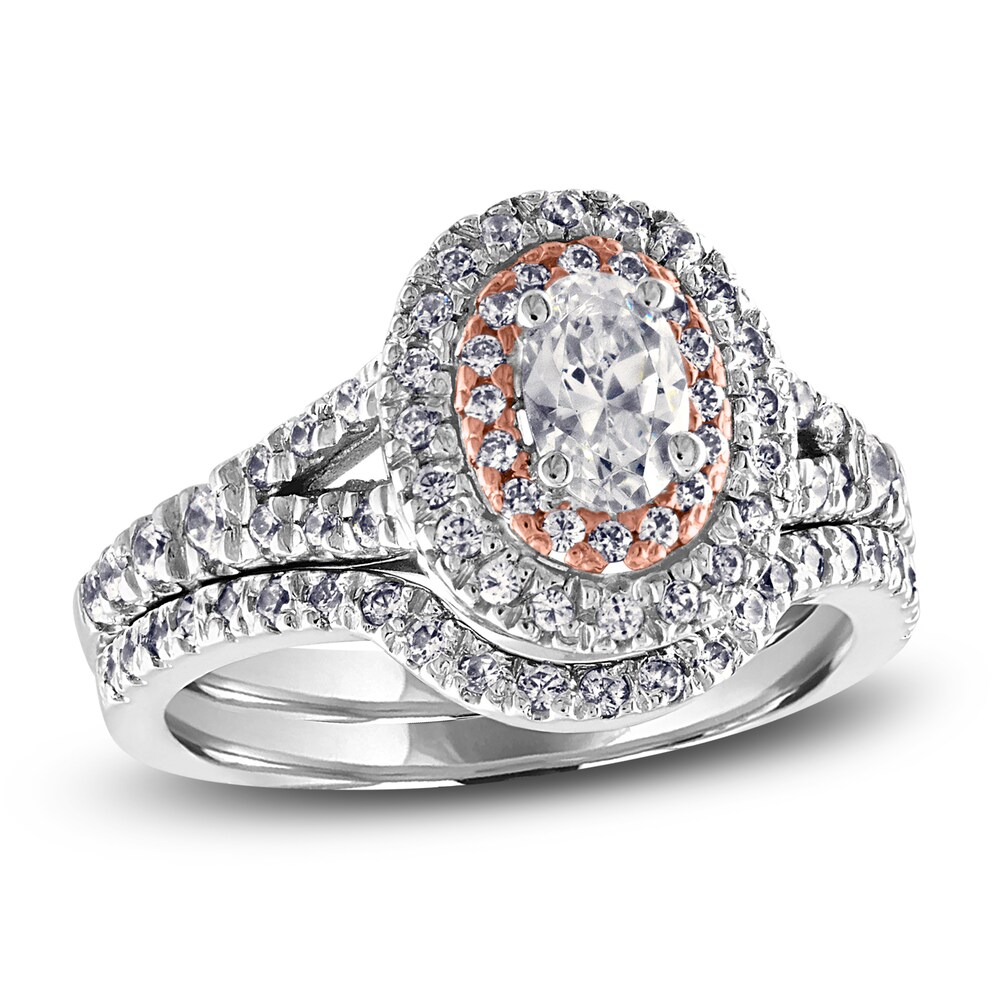 Diamond Bridal Set 1 ct tw Oval/Round 14K Two-Tone Gold elLVAUCN Diamond Bridal Set 1 ct tw Oval/Round 14K Two-Tone Gold elLVAUCN