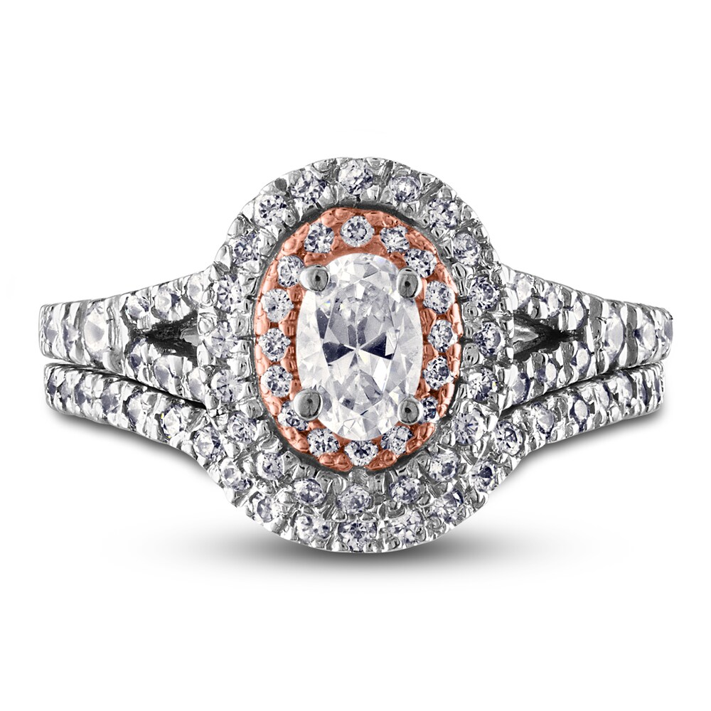 Diamond Bridal Set 1 ct tw Oval/Round 14K Two-Tone Gold elLVAUCN Diamond Bridal Set 1 ct tw Oval/Round 14K Two-Tone Gold elLVAUCN
