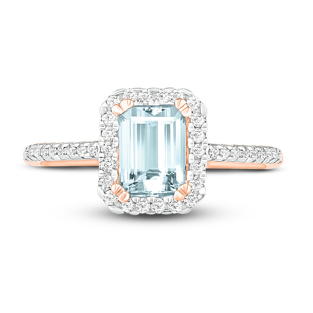 Natural Aquamarine Engagement Ring 1/4 ct tw Diamonds 14K Rose Gold em3wKCkL Natural Aquamarine Engagement Ring 1/4 ct tw Diamonds 14K Rose Gold em3wKCkL