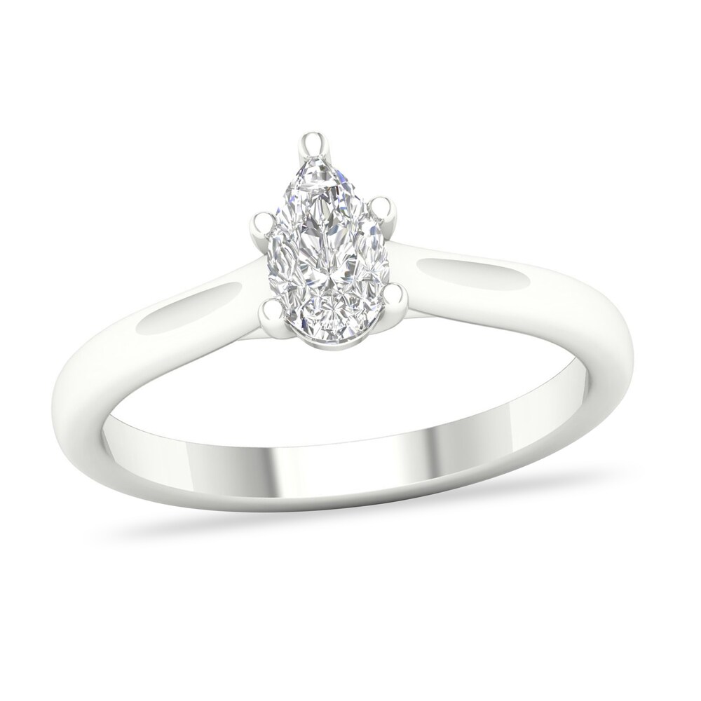 Diamond Solitaire Ring 1/2 ct tw Pear-shaped 14K White Gold (SI2/I) errGgj56 Diamond Solitaire Ring 1/2 ct tw Pear-shaped 14K White Gold (SI2/I) errGgj56