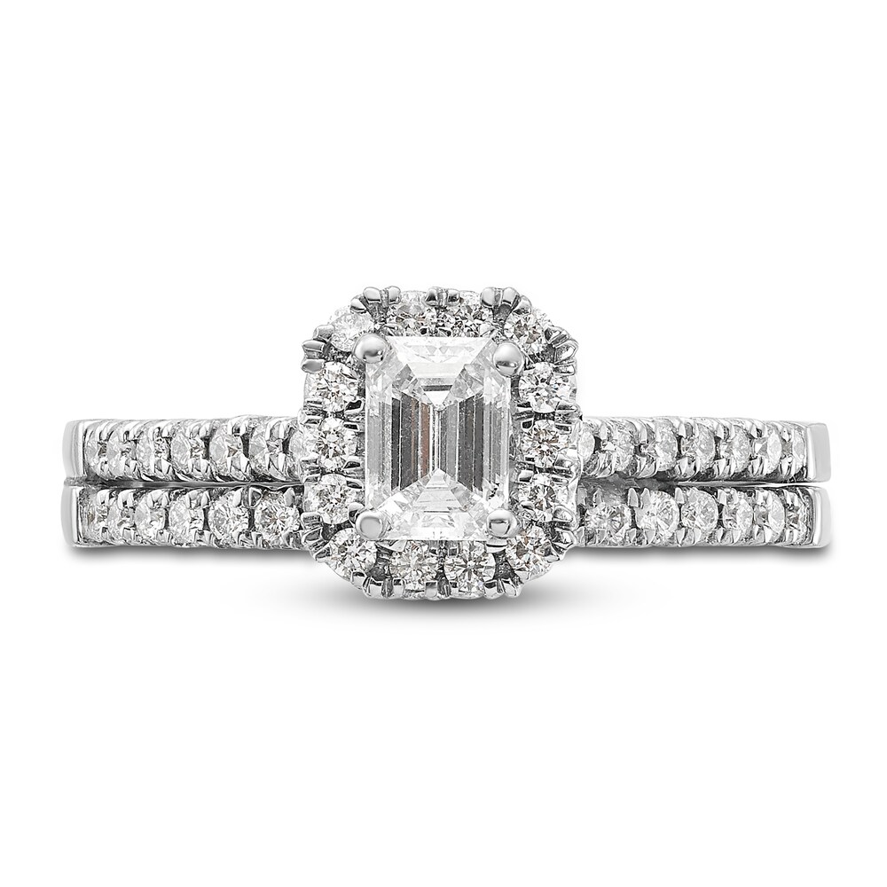 Diamond Bridal Set 1 ct tw Emerald/Round 14K White Gold f8SyzCaS Diamond Bridal Set 1 ct tw Emerald/Round 14K White Gold f8SyzCaS