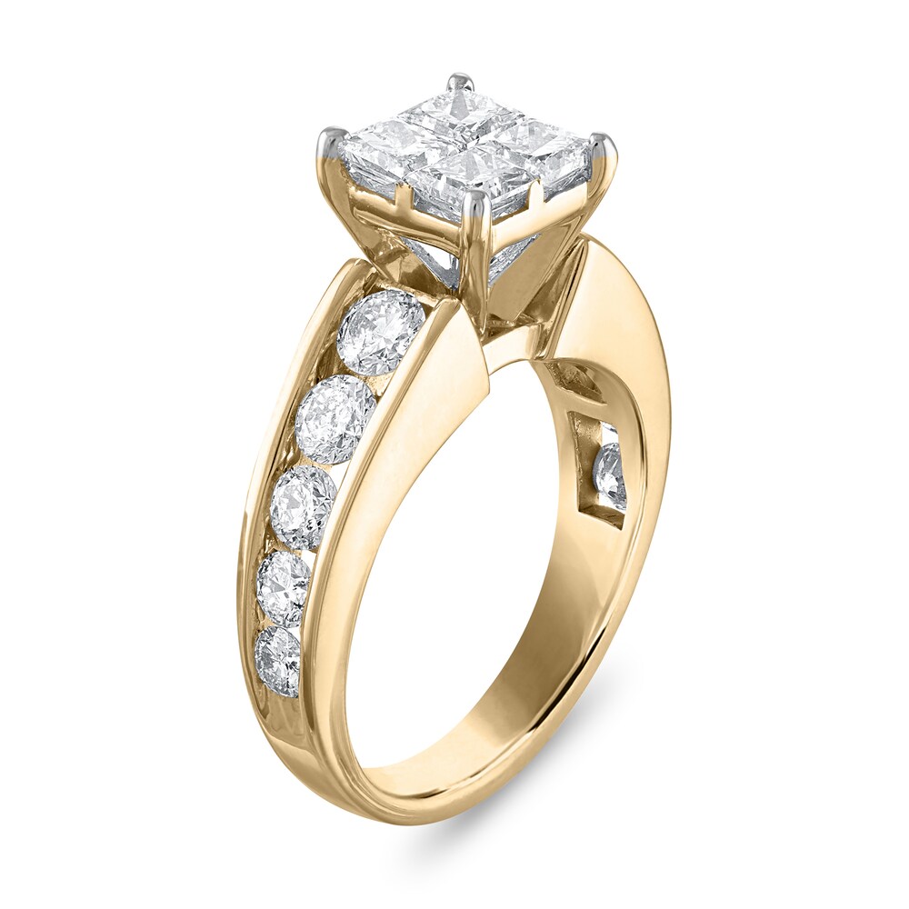 Diamond Engagement Ring 2-1/2 ct tw Princess/Round 14K Yellow Gold fF59OzGZ Diamond Engagement Ring 2-1/2 ct tw Princess/Round 14K Yellow Gold fF59OzGZ