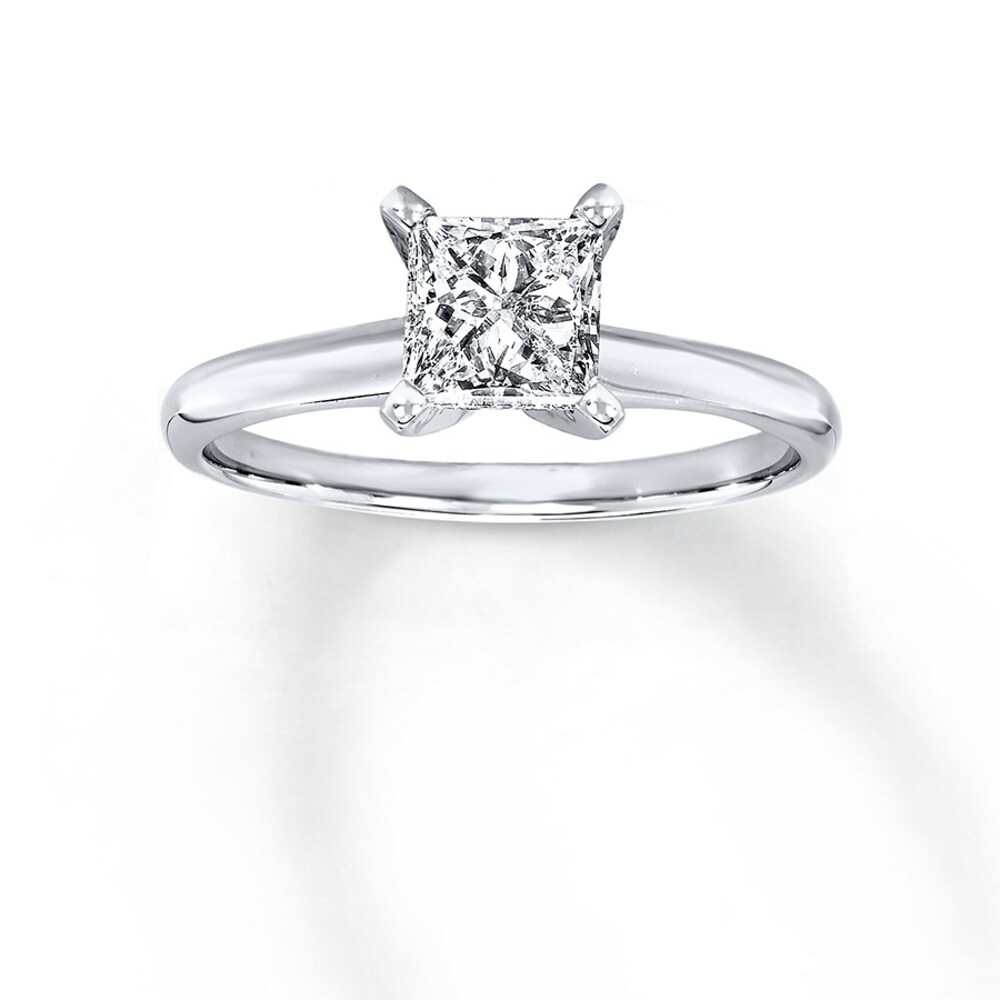 Diamond Solitaire Ring 1 carat Princess-cut 14K White Gold (I2/I) fRULXVVS Diamond Solitaire Ring 1 carat Princess-cut 14K White Gold (I2/I) fRULXVVS