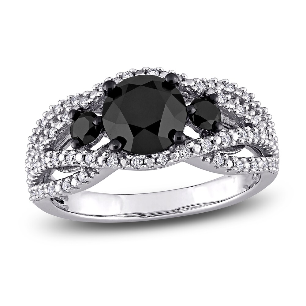 Black & White Diamond 3-Stone Ring 1-7/8 ct tw Round 14K White Gold fodGUoZq Black & White Diamond 3-Stone Ring 1-7/8 ct tw Round 14K White Gold fodGUoZq