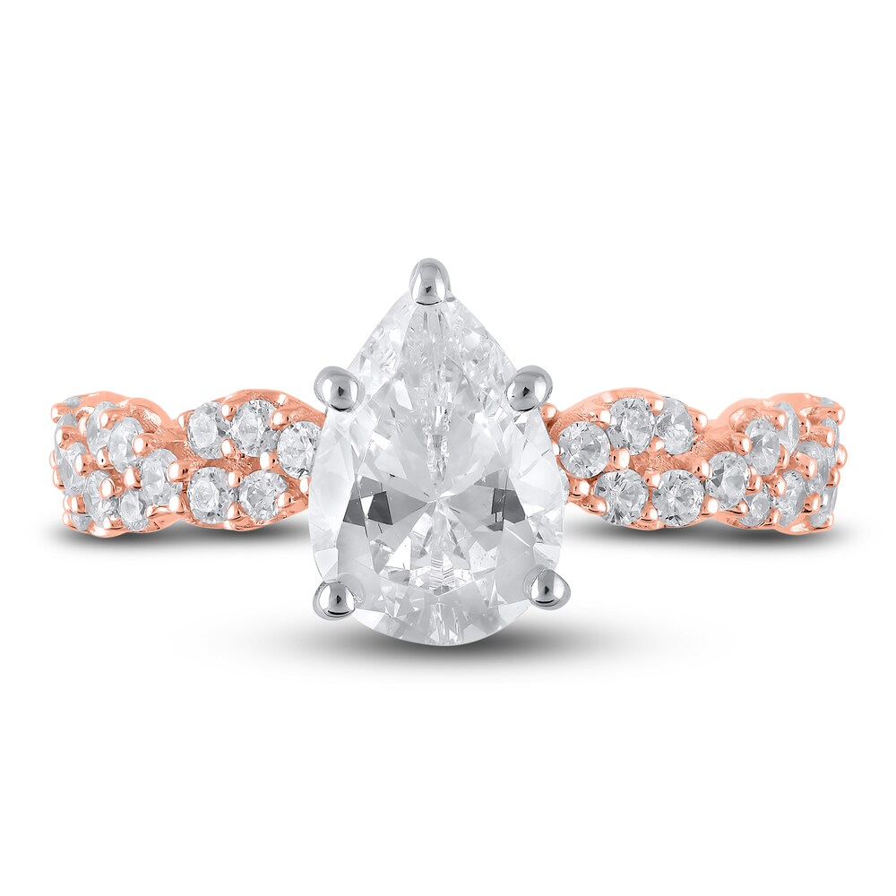Lab-Created Diamond Engagement Ring 2 ct tw Pear/Round 14K Rose Gold fy4QTzaI