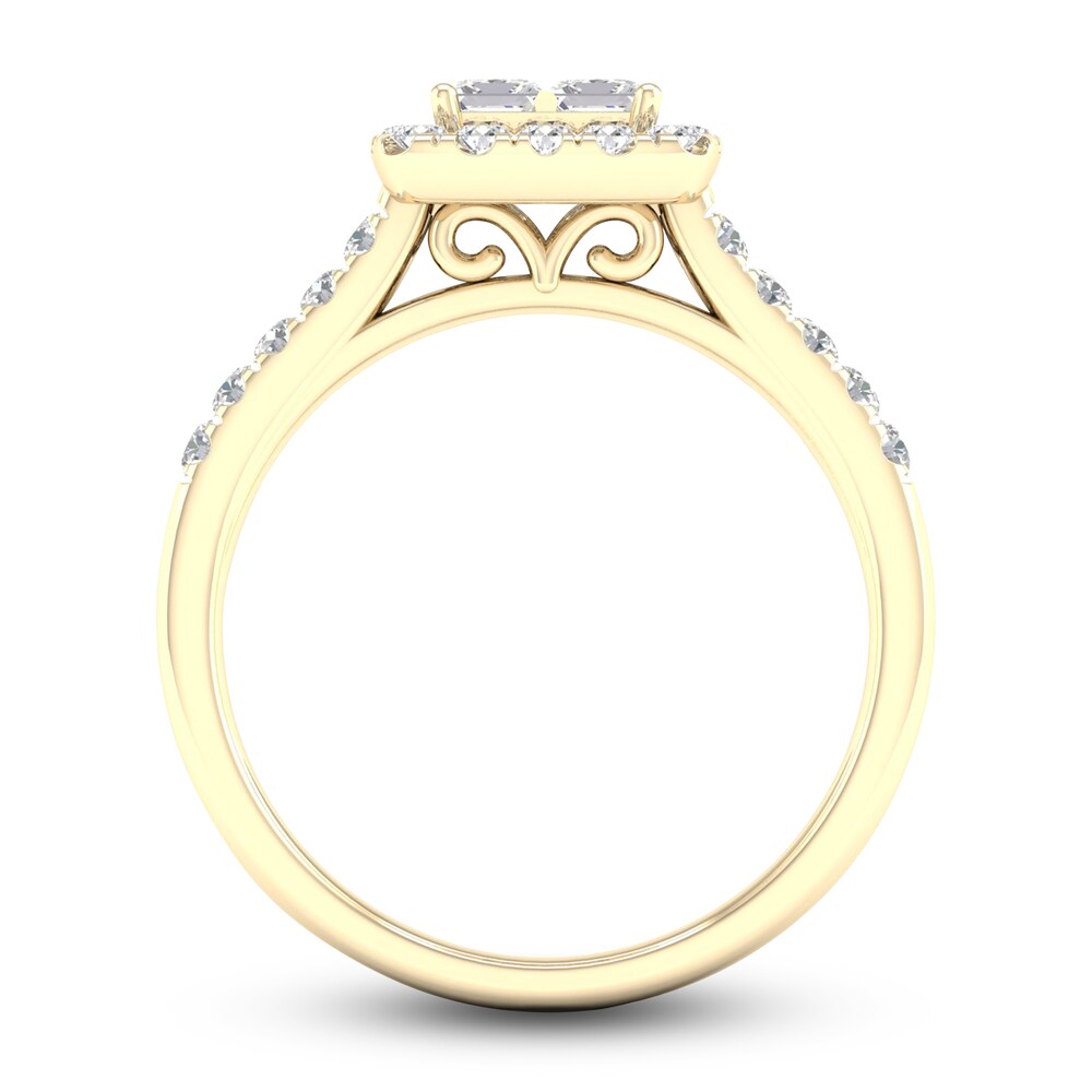 Diamond Halo Engagement Ring 3/4 ct tw Round 14K Yellow Gold gMrzIqEY
