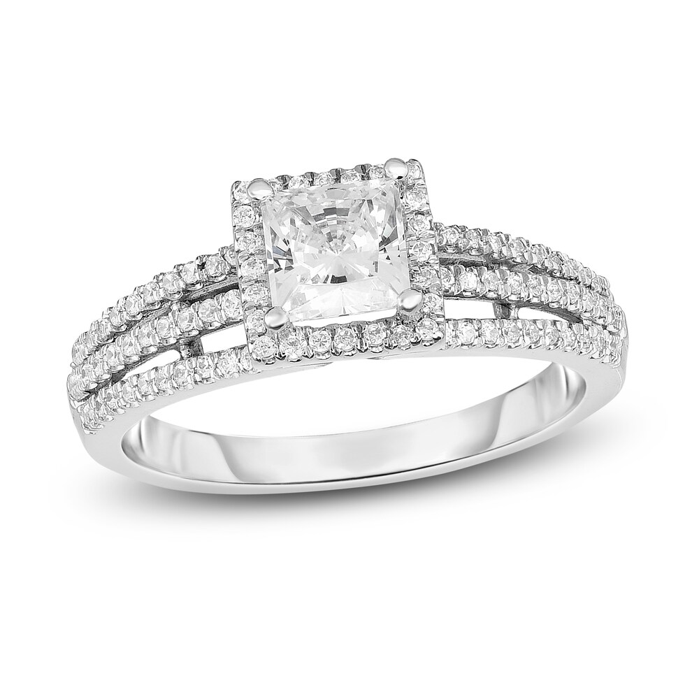 Diamond Engagement Ring 1 ct tw Princess/Round 14K White Gold gZZODEin