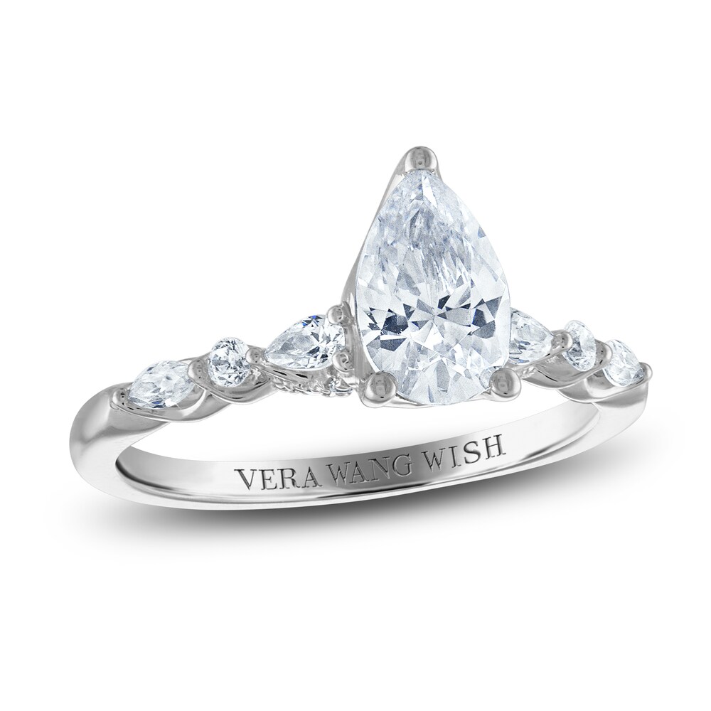 Vera Wang WISH Diamond Engagement Ring 1-1/4 ct tw Pear/Round 14K White Gold gqZguiuV Vera Wang WISH Diamond Engagement Ring 1-1/4 ct tw Pear/Round 14K White Gold gqZguiuV