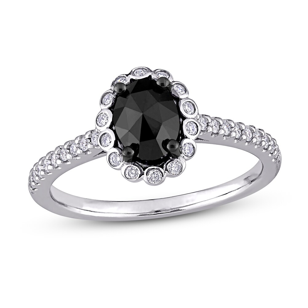 Black Diamond Engagement Ring 1 1/5 ct tw 14K White Gold grcXXdwk