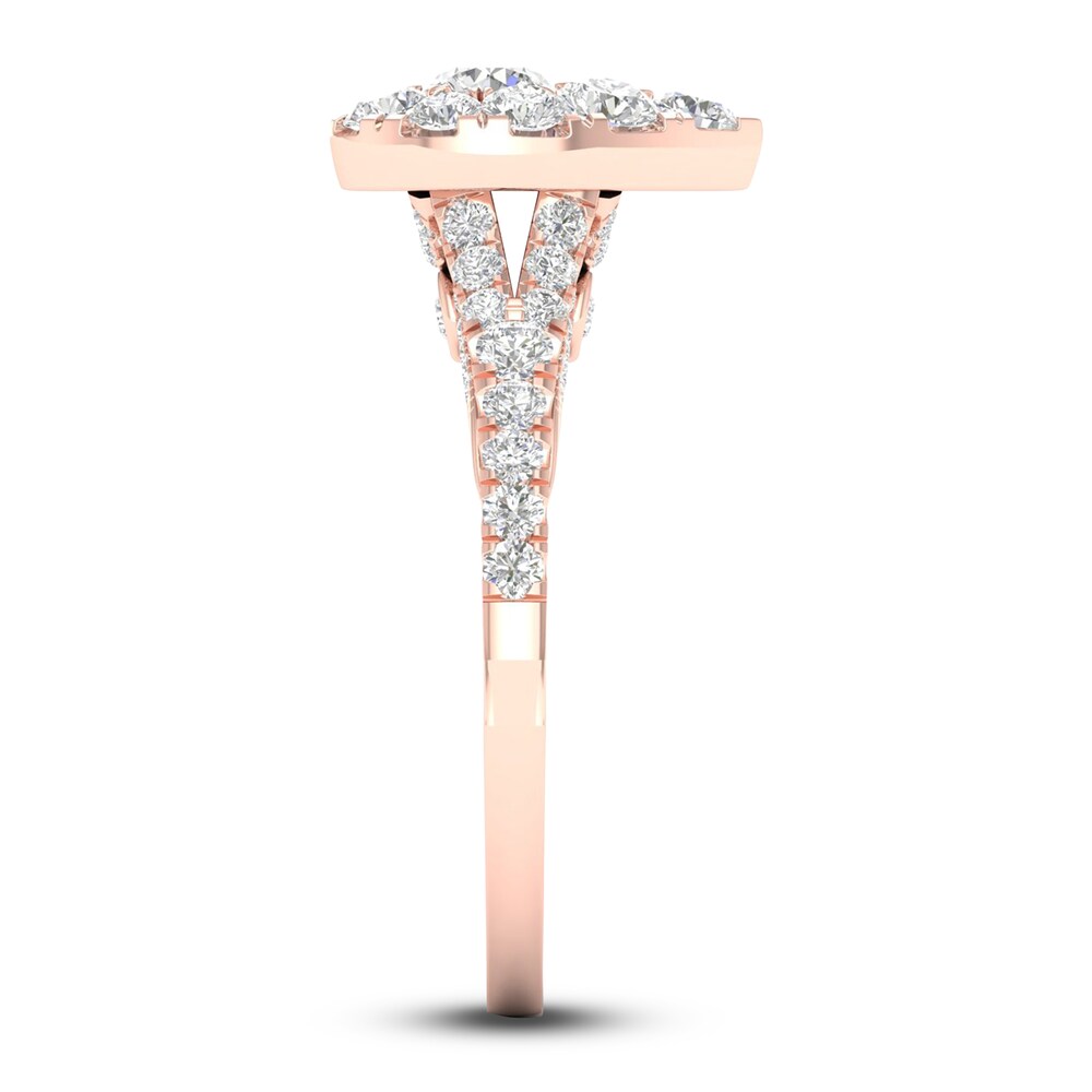 Diamond Pear Engagement Ring 1 ct tw Round 14K Rose Gold guXc68uJ