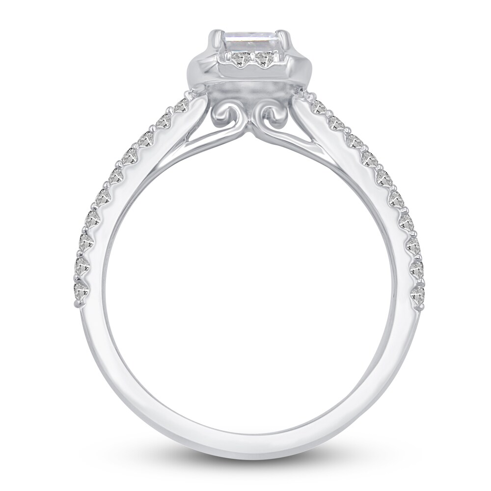 Diamond Halo Engagement Ring 7/8 ct tw Emerald/Round 14K White Gold hL3WnZmM Diamond Halo Engagement Ring 7/8 ct tw Emerald/Round 14K White Gold hL3WnZmM