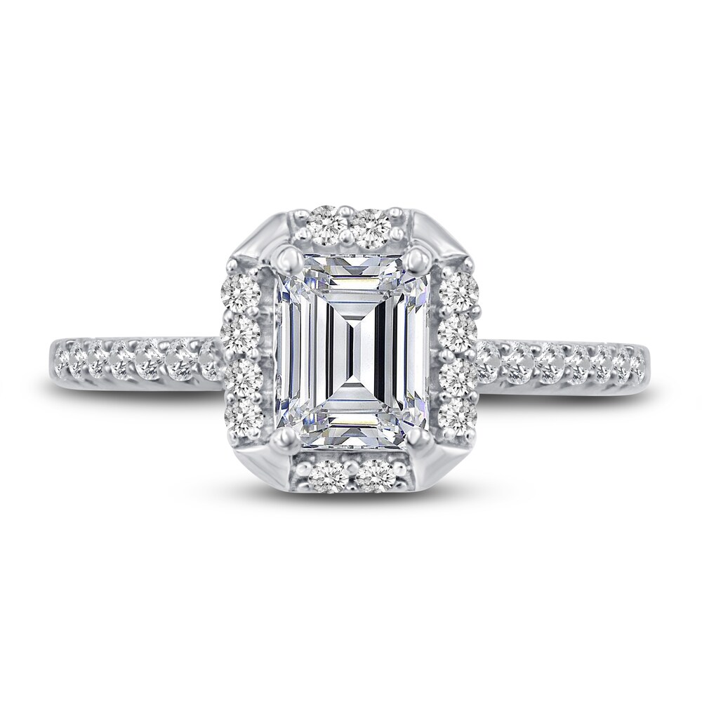 Diamond Halo Engagement Ring 7/8 ct tw Emerald/Round 14K White Gold hL3WnZmM Diamond Halo Engagement Ring 7/8 ct tw Emerald/Round 14K White Gold hL3WnZmM