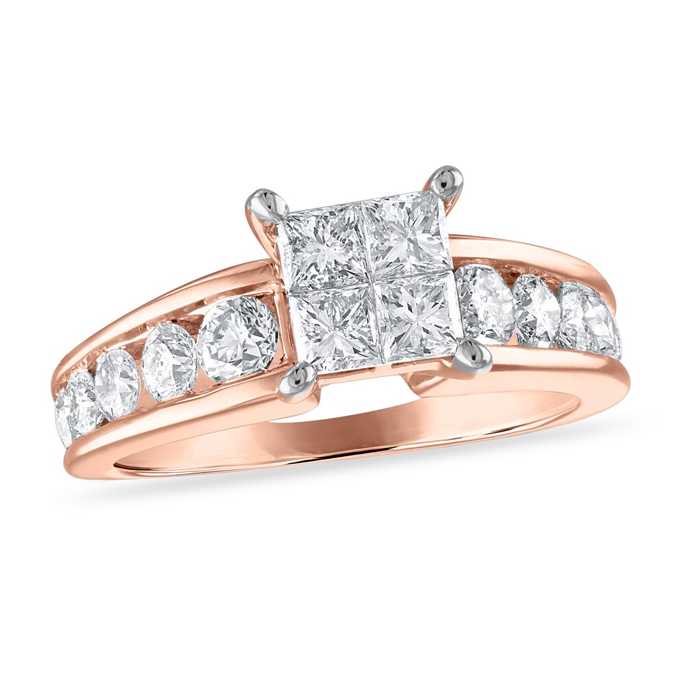 Diamond Engagement Ring 1-7/8 ct tw Princess/Round 14K Rose Gold hLBCxrkh Diamond Engagement Ring 1-7/8 ct tw Princess/Round 14K Rose Gold hLBCxrkh