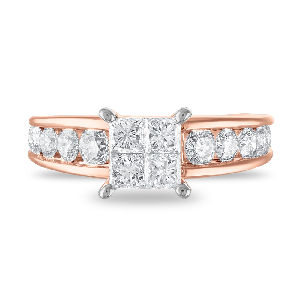 Diamond Engagement Ring 1-7/8 ct tw Princess/Round 14K Rose Gold hLBCxrkh Diamond Engagement Ring 1-7/8 ct tw Princess/Round 14K Rose Gold hLBCxrkh