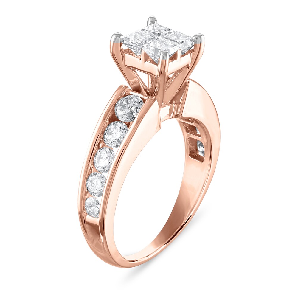 Diamond Engagement Ring 1-7/8 ct tw Princess/Round 14K Rose Gold hLBCxrkh Diamond Engagement Ring 1-7/8 ct tw Princess/Round 14K Rose Gold hLBCxrkh