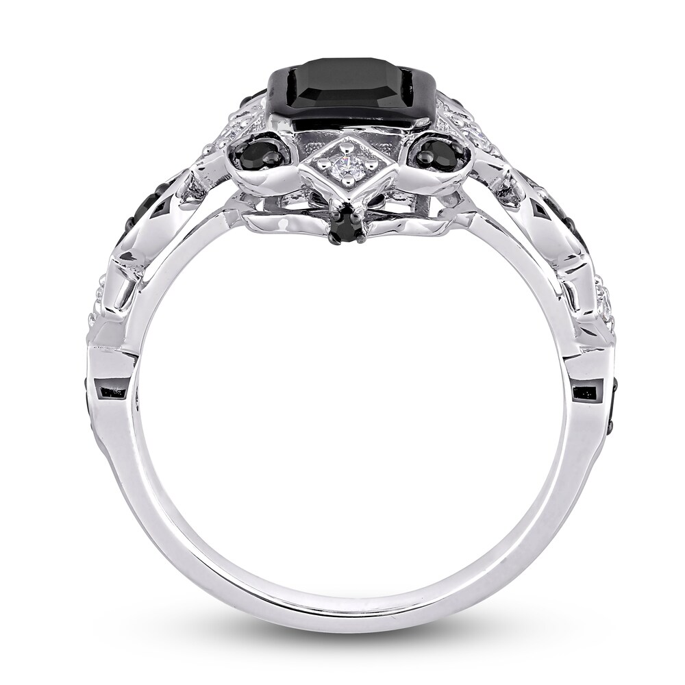 Black Diamond Ring 1-1/4 ct tw Emerald/Round 10K White Gold hNSA2gtB Black Diamond Ring 1-1/4 ct tw Emerald/Round 10K White Gold hNSA2gtB