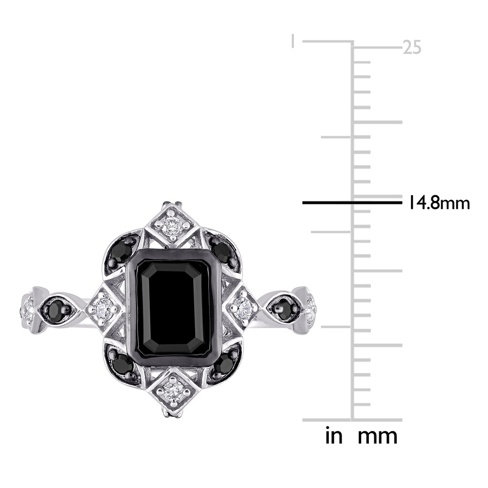 Black Diamond Ring 1-1/4 ct tw Emerald/Round 10K White Gold hNSA2gtB Black Diamond Ring 1-1/4 ct tw Emerald/Round 10K White Gold hNSA2gtB