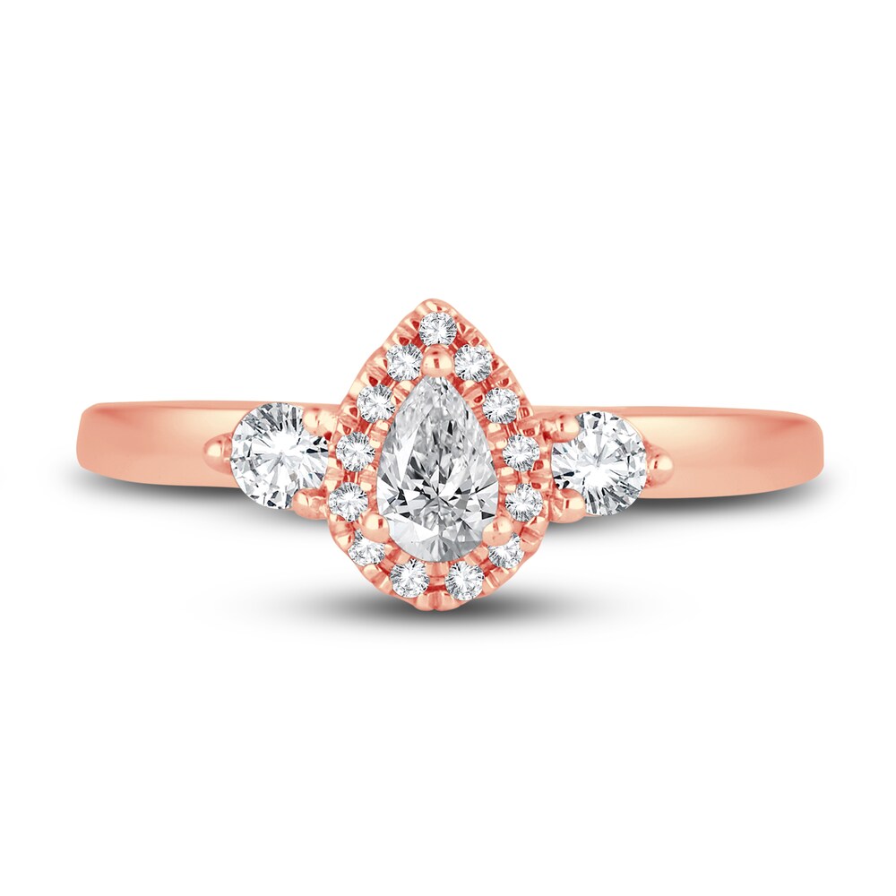 Diamond Halo Ring 3/8 ct tw Pear/Round 14K Rose Gold hSCYJ6zj Diamond Halo Ring 3/8 ct tw Pear/Round 14K Rose Gold hSCYJ6zj